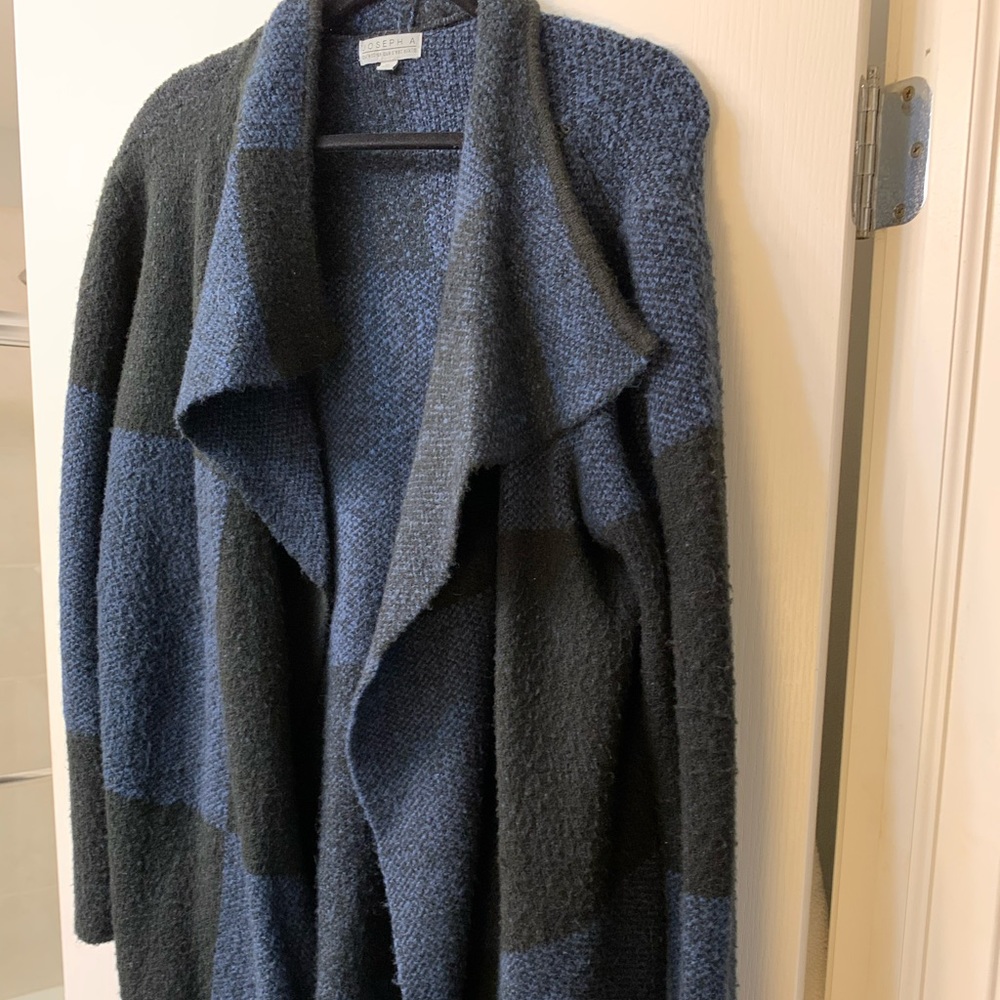 Black and blue duster length cardigan
